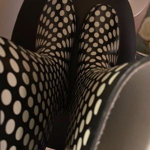 Black and white polka dot rubber boots sz 10
